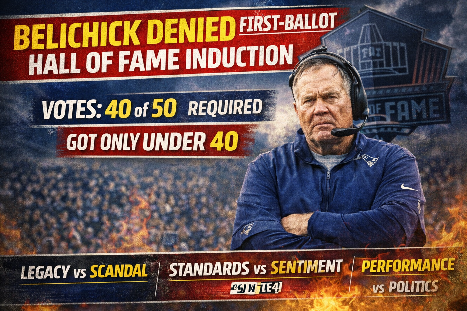 Bill Belichick’s first-ballot Hall of Fame snub is not about football knowledge. It is about governance, memory, and punishment.