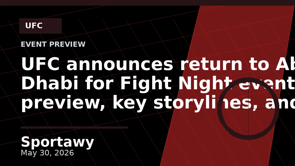 UFC announces return to Abu Dhabi for Fight Night event: preview, key storylines, and prediction