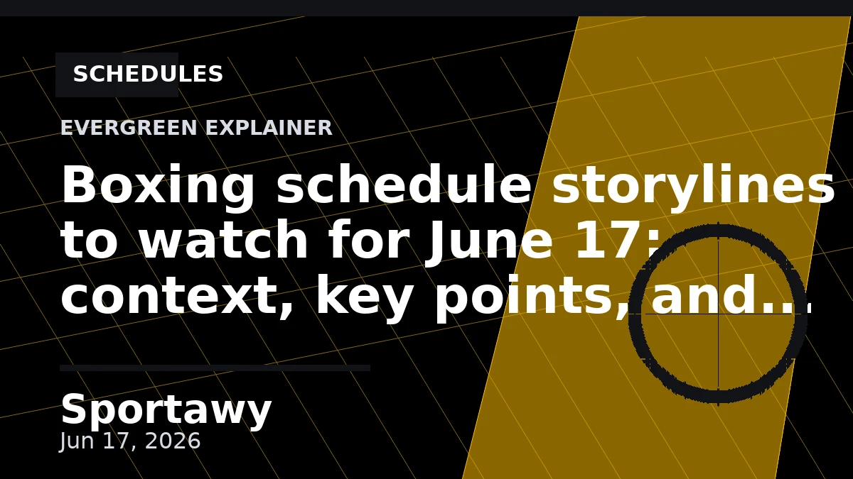 Boxing schedule storylines to watch for June 17: context, key points, and what it means