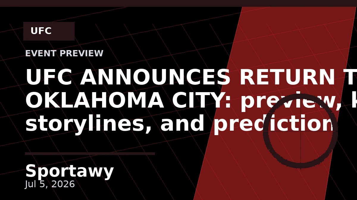 UFC ANNOUNCES RETURN TO OKLAHOMA CITY: preview, key storylines, and prediction